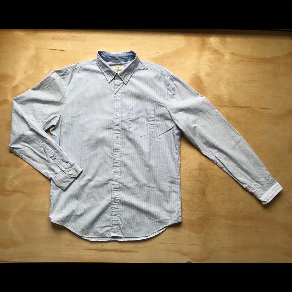 Classic pinstripe button down shirt for men.